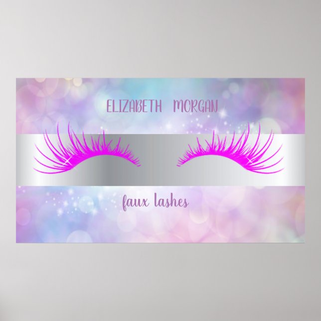 Modern Bokeh,Stripe,Faux Lashes Poster (Front)