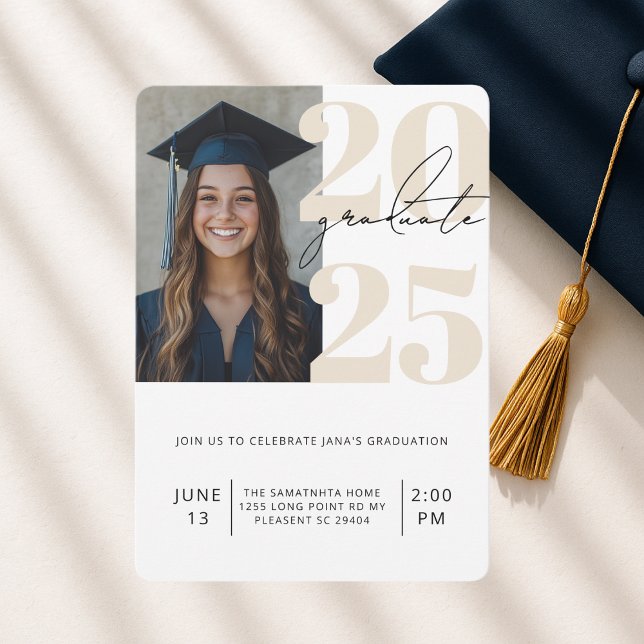 Modern Bold 2025 Graduate Photo  Invitation (Creator Uploaded)