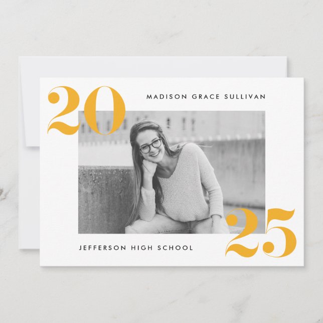 Modern Bold 2025 Yellow Photo Graduation Party Invitation (Front)