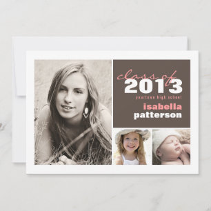 Modern & Bold 3 Photo Graduation Announcement