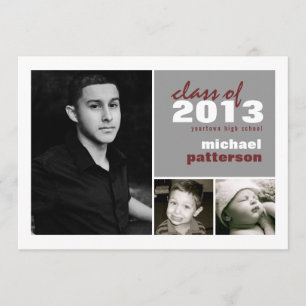 Modern & Bold 3 Photo Graduation Announcement