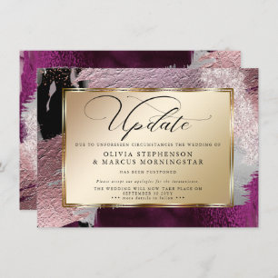 Modern Bold Abstract Cassis Wine Postponement Invitation