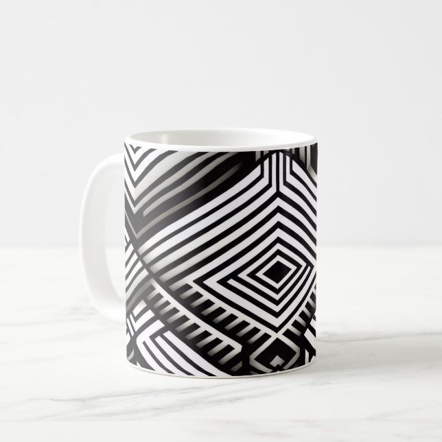 Modern bold Abstract Monochrome Geometric Pattern Coffee Mug (Front Left)