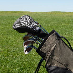 Modern bold Abstract Monochrome Geometric Pattern Golf Head Cover