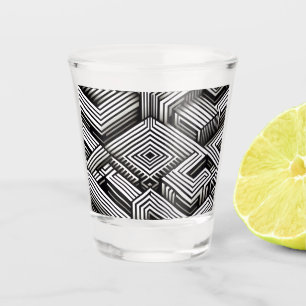 Modern bold Abstract Monochrome Geometric Pattern Shot Glass