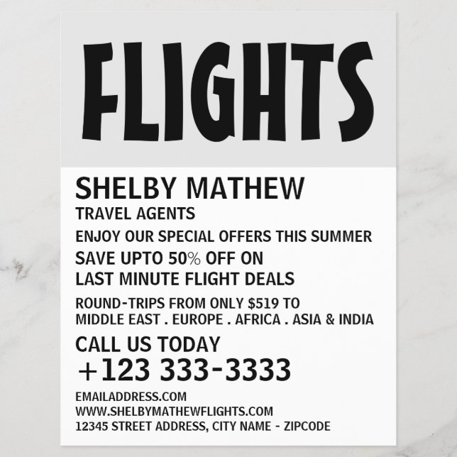 Modern Bold, Airline Advertising Flyer (Front)