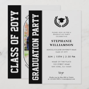 Modern Bold and Minimalist Grad Photo Graduation Invitation