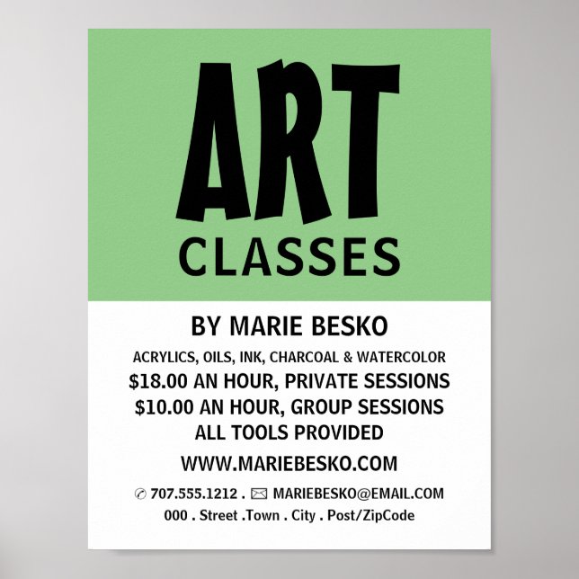 Modern Bold, Art Teacher, Art Class Advertising Poster (Front)