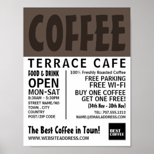 Modern Bold Barista, Café, Coffeehouse Advertising Poster