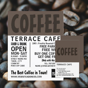 Modern Bold, Barista, Café, Coffeehouse Business Card
