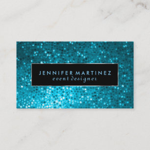 Modern Bold Black And Blue Glitter 2 Business Card