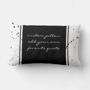 modern bold black and white add your text lumbar cushion