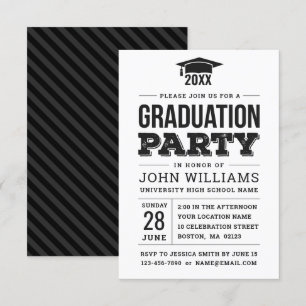 Modern Bold Black and White Graduation Party Invitation