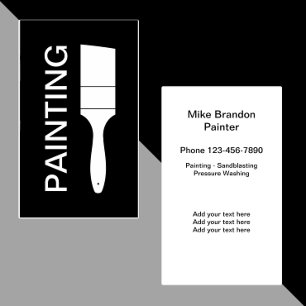 Modern Bold Black And White Painter Business Card