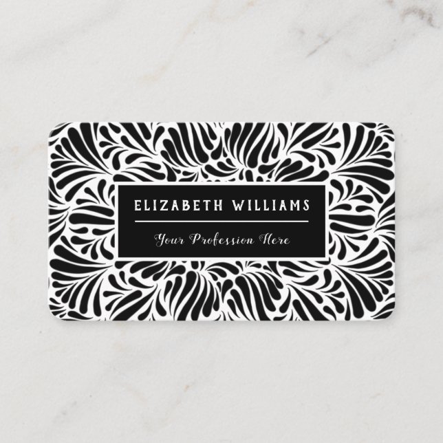 Modern Bold Black and White Swash Pattern Business Card (Front)