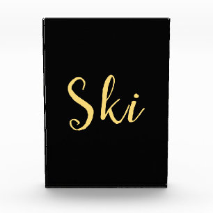 Modern Bold Black Elegant Ski Script Typography Photo Block