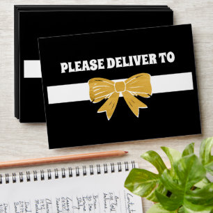 Modern Bold Black Gold Bow Wedding Envelope