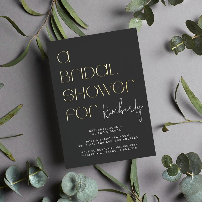 Modern Bold Black Grey Bridal Shower Gold  (Creator Uploaded)