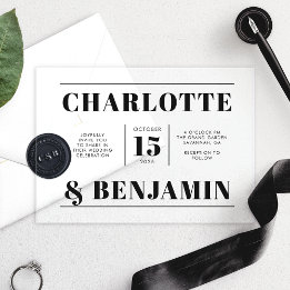 Modern Bold Black Horizontal Wedding Acrylic Invitations