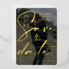 Modern bold black script save the date photo