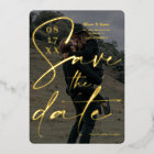 Modern bold black script save the date photo