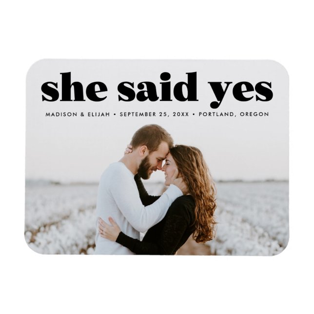 Modern Bold Black Typography Photo Save the Date Magnet (Horizontal)