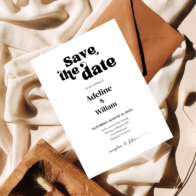 Modern Bold Black Wedding Save the Date Photo Invitation (Creator Uploaded)