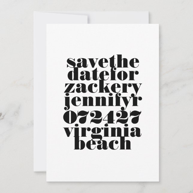 Modern Bold Black White QR Code Photo Wedding Save The Date (Front)