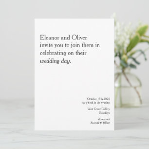 Modern Bold Black White Typography Stylish Wedding Invitation