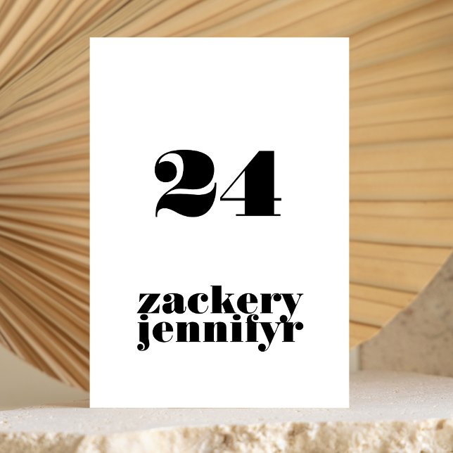Modern Bold Black White Wedding Table Number (Creator Uploaded)