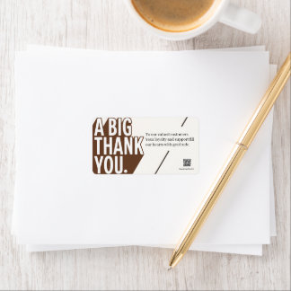 Modern Bold Black White Wedding Thank You Card Label
