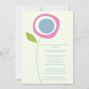 Modern Bold Bloom Flower Baby Shower Invitations