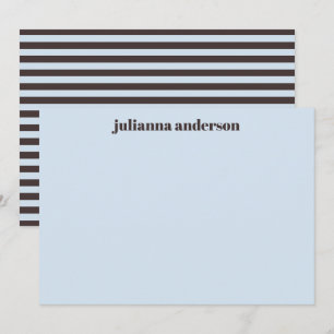 Modern Bold Blue Brown Stripes Personalised Name Card