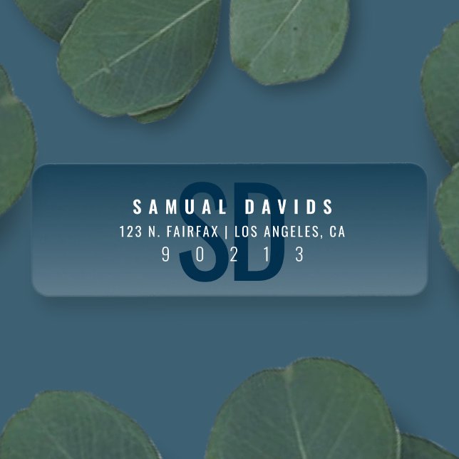 Modern Bold Blue Ombre Return Address Label (Creator Uploaded)
