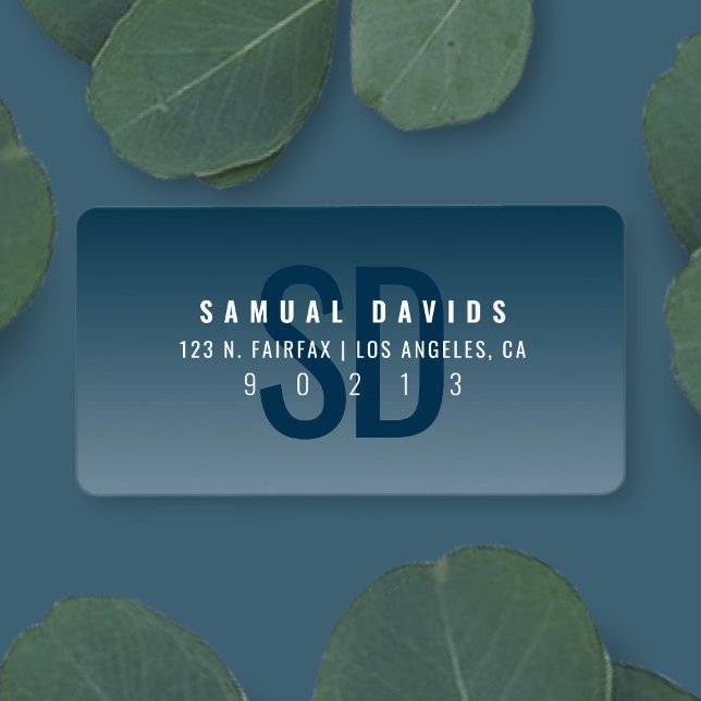 Modern Bold Blue Ombre Return Address Label (Creator Uploaded)