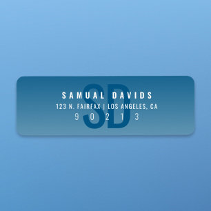 Modern Bold Blue Ombre Return Address Label