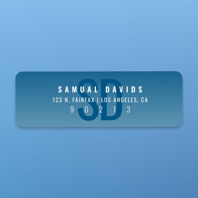 Modern Bold Blue Ombre Return Address Label (Creator Uploaded)