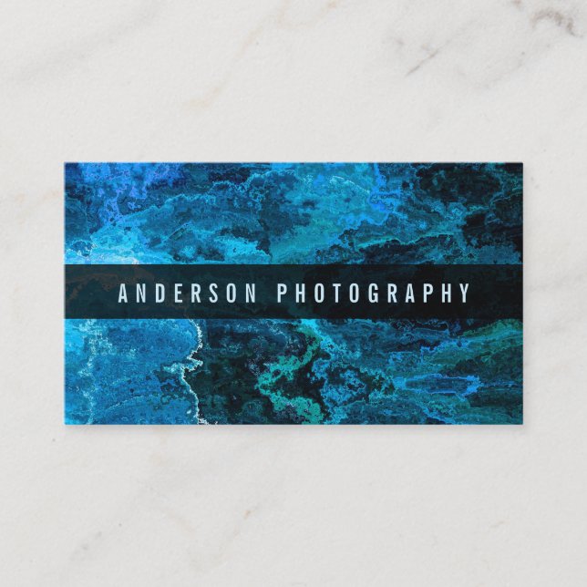 Modern Bold Blue Watercolor | Business Card (Front)