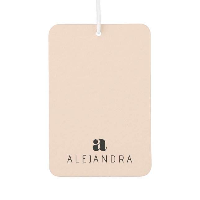 Modern Bold Blush Pink Monogram Name Car Air Freshener (Front)