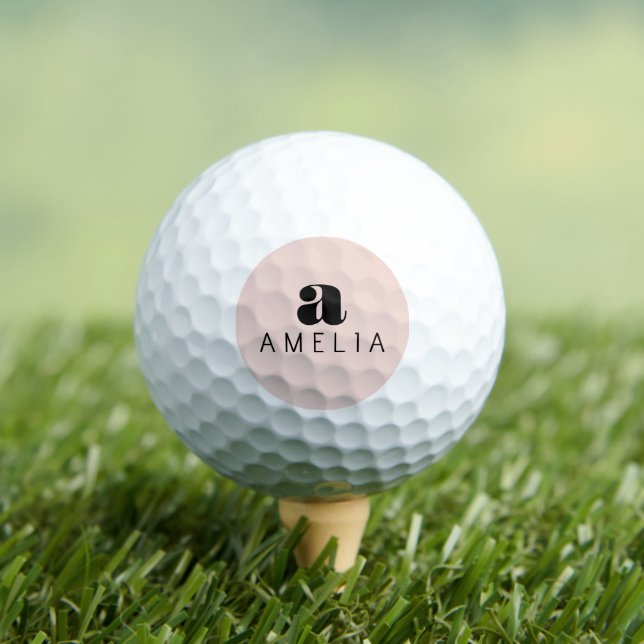 Modern Bold Blush Pink Monogram Name Golf Balls (Insitu Tee)