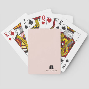 Modern Bold Blush Pink Monogram Name Playing Cards