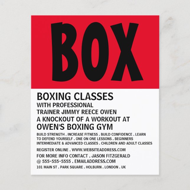 Modern Bold, Boxing Class Advert Flyer (Front)