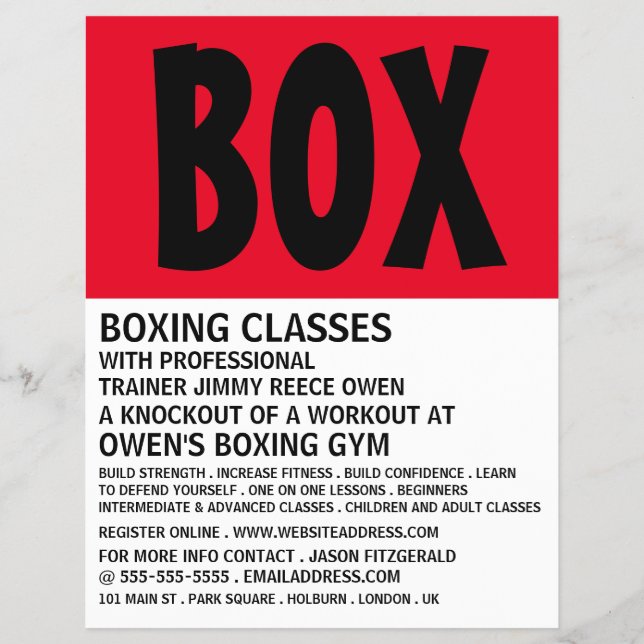 Modern Bold, Boxing Class Advert Flyer (Front)