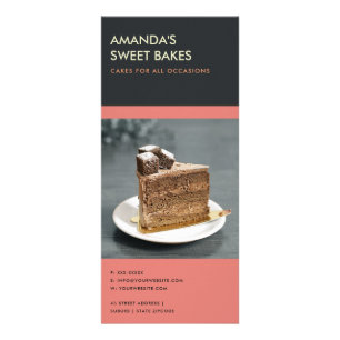 MODERN BOLD BRIGHT PINK BLACK BAKERY PRICE SERVICE RACK CARD