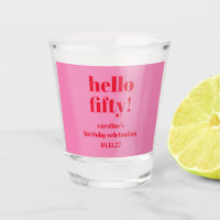 Modern Bold Bright Pink Red 50th Birthday Custom