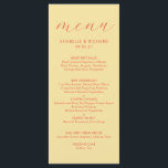 Modern Bold Buttercream Yellow Wedding Menu<br><div class="desc">An modern vibrant dinner menu card for your wedding reception features a soft buttery cream yellow with vibrant typography. Personalize with your names and wedding date. Would also be appropriate for an anniversary,  birthday or elegant dinner party.</div>