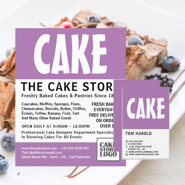 Modern Bold, Cake Maker, Cake Store Business Card (Creator Uploaded)