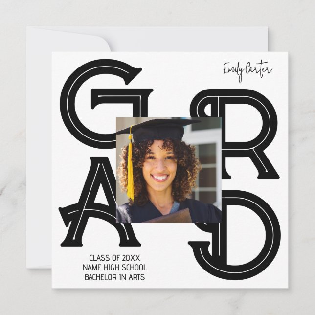 Modern Bold Calligraphy Graduation  Invitation (Front)