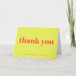 Modern Bold Chartreuse Personalised Bat Mitzvah Thank You Card