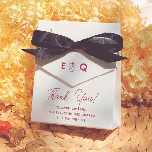 Modern Bold Cherry Red Retro Wedding Thank You Favour Box